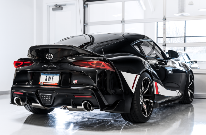 AWE 2020 Toyota Supra A90 Non-Resonated Touring Edition Exhaust - 5in Chrome Silver Tips - RPL Performance