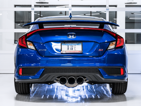 AWE Tuning 17-20 Honda Civic Si 1.5L Turbo Dual-to-Triple Tip Conversion Kit - Chrome Silver Tip - RPL Performance