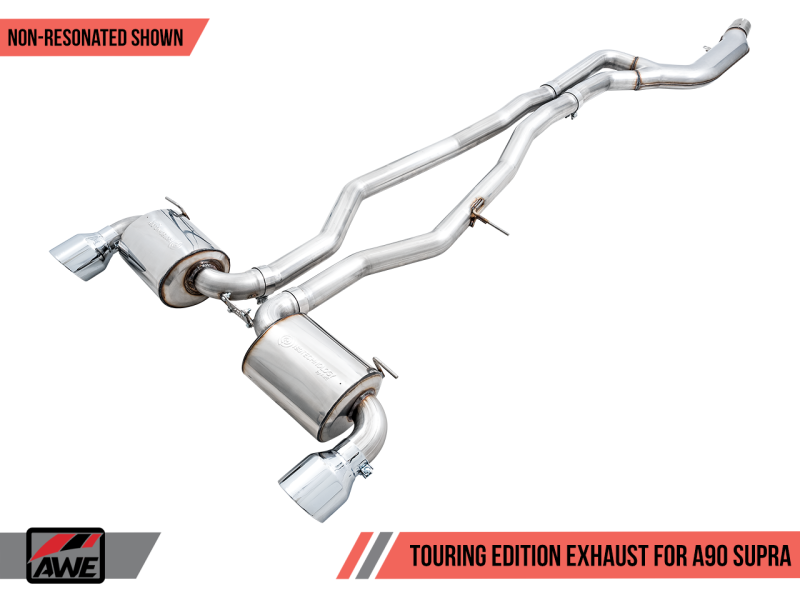 AWE 2020 Toyota Supra A90 Non-Resonated Touring Edition Exhaust - 5in Chrome Silver Tips - RPL Performance