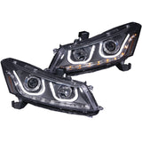 ANZO 2008-2012 Honda Accord Projector Headlights w/ U-Bar Black - RPL Performance