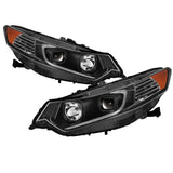 xTune 09-14 Acura TSX Projector Headlights - Light Bar DRL - Black (PRO-JH-ATSX09-LB-BK) - RPL Performance