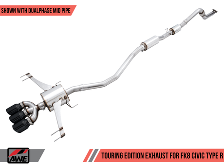 AWE Tuning 2017+ Honda Civic Type R Touring Edition Exhaust w/Front & Mid Pipe - Diamond Blk Tips - RPL Performance