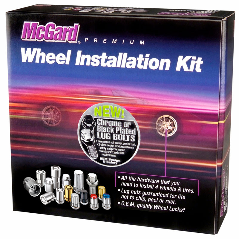 McGard 5 Lug Hex Install Kit w/Locks (Cone Seat Bolt) M14X1.25 / 17mm Hex / 27.5mm Shank L. - Black - RPL Performance