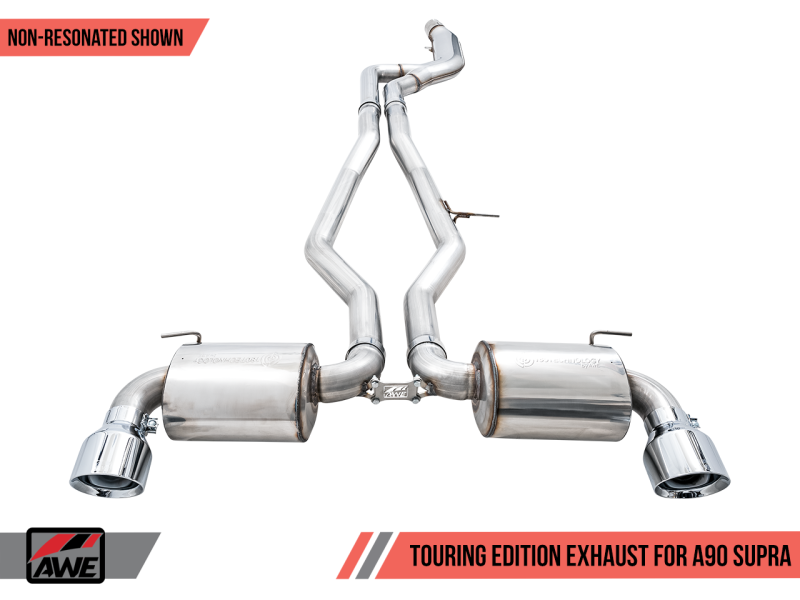 AWE 2020 Toyota Supra A90 Non-Resonated Touring Edition Exhaust - 5in Chrome Silver Tips - RPL Performance