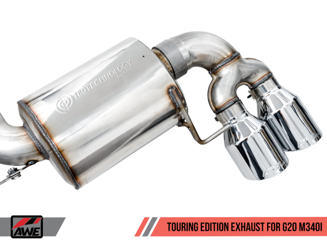 AWE Tuning 2019+ BMW M340i (G20) Non-Resonated Touring Edition Exhaust - Quad Chrome Silver Tips - RPL Performance
