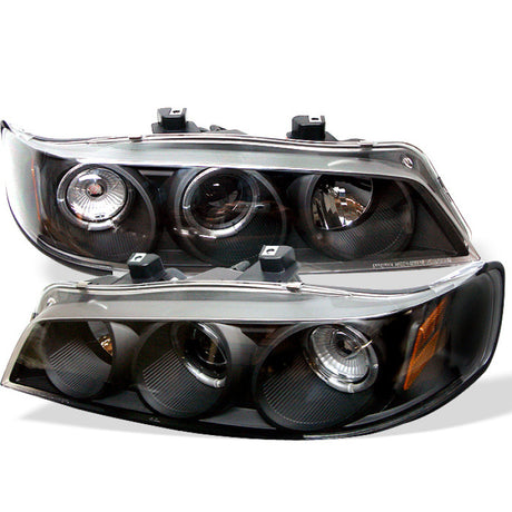 Spyder Honda Accord 94-97 1PC Projector Headlights LED Halo Amber Reflctr Blk PRO-YD-HA94-AM-BK - RPL Performance