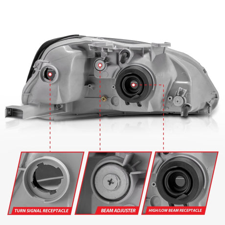 ANZO 1999-2000 Honda Civic Crystal Headlights Black - RPL Performance