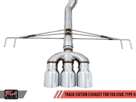 AWE Tuning 2017+ Honda Civic Type R Track Edition Exhaust w/Front Pipe & Triple Chrome Silver Tips - RPL Performance