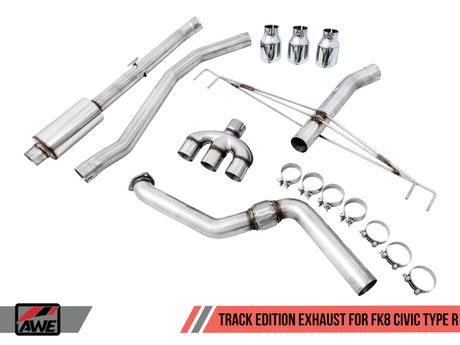 AWE Tuning 2017+ Honda Civic Type R Track Edition Exhaust w/Front Pipe & Triple Chrome Silver Tips - RPL Performance