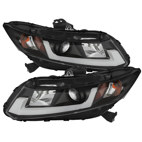 Spyder 12-14 Honda Civic (Excl. 2014 Coupe) Projector Headlights Lgtbr DRL Black PRO-YD-HC12-DRL-BK - RPL Performance