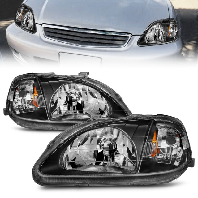 ANZO 1999-2000 Honda Civic Crystal Headlights Black - RPL Performance
