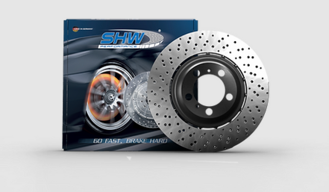 SHW 20-21 BMW X3 M 3.0L Right Front Cross-Drilled Lightweight Brake Rotor (34118054826) - RPL Performance