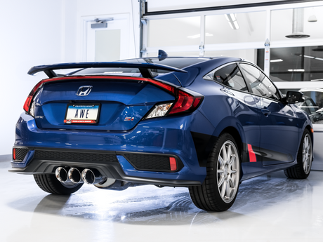 AWE Tuning 17-20 Honda Civic Si 1.5L Turbo Dual-to-Triple Tip Conversion Kit - Chrome Silver Tip - RPL Performance