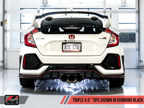 AWE Tuning 2017+ Honda Civic Type R Track Edition Exhaust w/Front Pipe & Triple Diamond Black Tips - RPL Performance