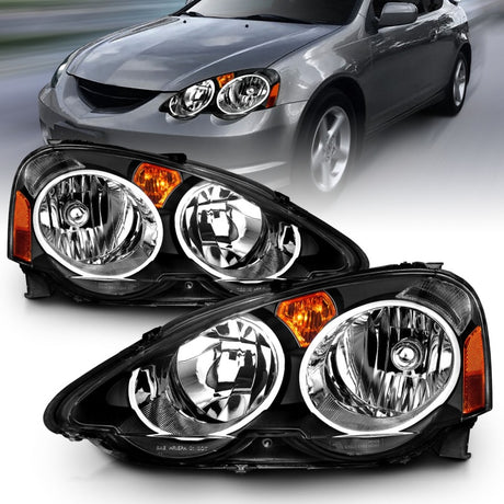 ANZO 2002-2004 Acura Rsx Crystal Headlights Black - RPL Performance