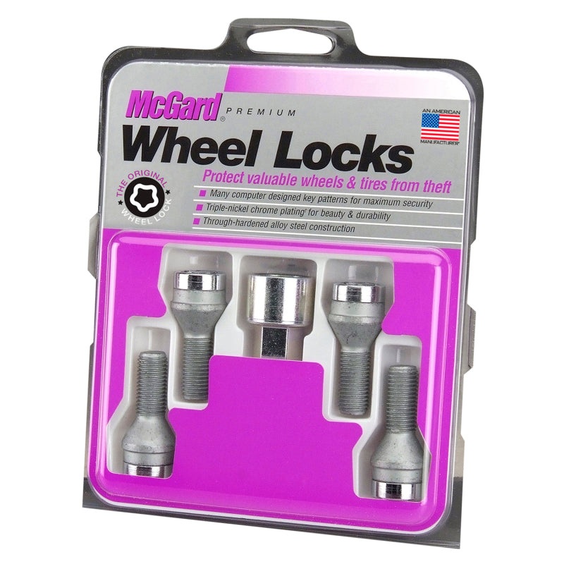 McGard Wheel Lock Bolt Set - 4pk. (Cone Seat) M12X1.5 / 17mm Hex / 25.5mm Shank Length - Chrome - RPL Performance