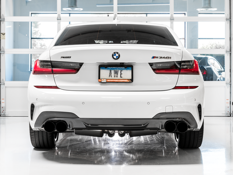 AWE Tuning 2019+ BMW M340i (G20) Resonated Touring Edition Exhaust - Quad Diamond Black Tips - RPL Performance