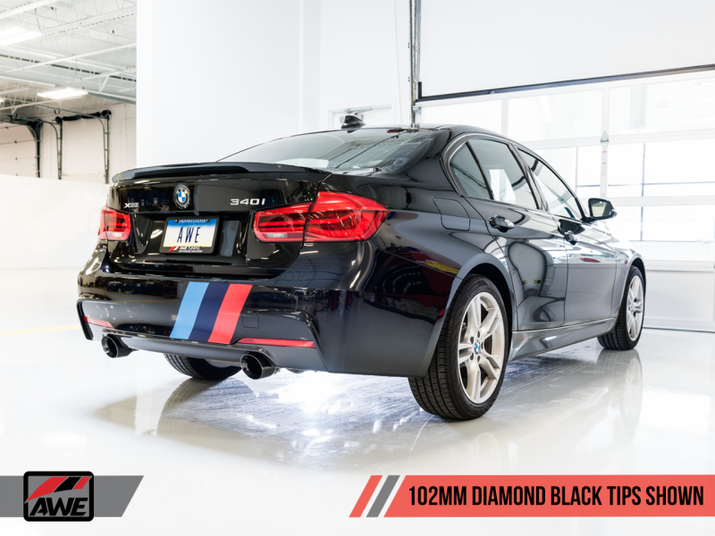 AWE Tuning BMW F3X 340i Touring Edition Axle-Back Exhaust - Diamond Black Tips (102mm) - RPL Performance