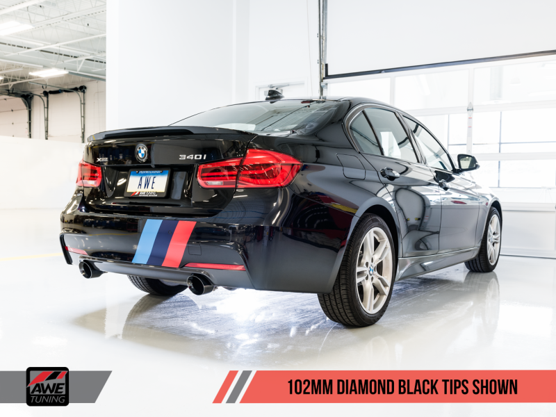 AWE Tuning BMW F3X 340i Touring Edition Axle-Back Exhaust - Diamond Black Tips (102mm) - RPL Performance