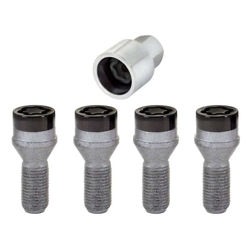 McGard Wheel Lock Bolt Set - 4pk. (Cone Seat) M14X1.25 / 17mm Hex / 27.3mm Shank Length - Black - RPL Performance