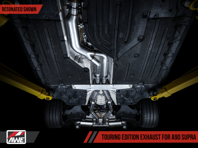 AWE 2020 Toyota Supra A90 Resonated Touring Edition Exhaust - 5in Chrome Silver Tips - RPL Performance