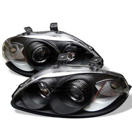 Spyder Honda Civic 96-98 Projector Headlights LED Halo Amber Reflctr Blk PRO-YD-HC96-AM-BK - RPL Performance