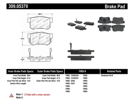 StopTech Performance 00-09 Honda S2000 / 92-07 Accord / 04-10 Acura TSX / 02-06 RSX Rear Brake Pads - RPL Performance