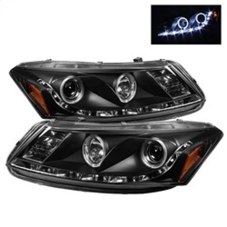 Spyder Honda Accord 08-12 4Dr Projector Headlights- LED Halo DRL Blk PRO-YD-HA08-4D-HL-BK - RPL Performance