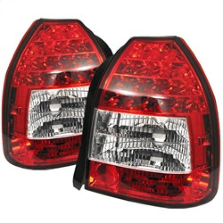 Spyder Honda Civic 96-00 3DR LED Tail Lights Red Clear ALT-YD-HC96-3D-LED-RC - RPL Performance