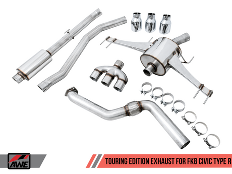 AWE Tuning 2017+ Honda Civic Type R Touring Edition Exhaust w/Front & Mid Pipe - Diamond Blk Tips - RPL Performance