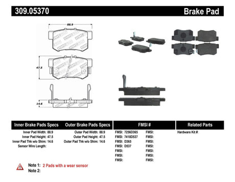 StopTech Performance 00-09 Honda S2000 / 92-07 Accord / 04-10 Acura TSX / 02-06 RSX Rear Brake Pads - RPL Performance
