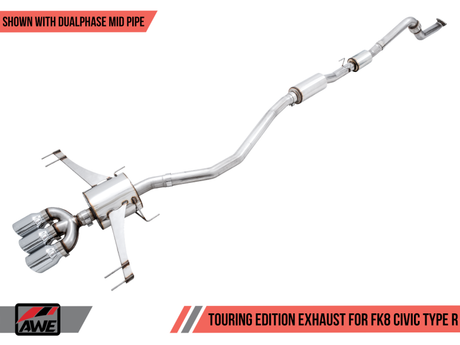 AWE Tuning 2017+ Honda Civic Type R Touring Edition Exhaust w/Front & Mid Pipes - Chrome Silver Tips - RPL Performance