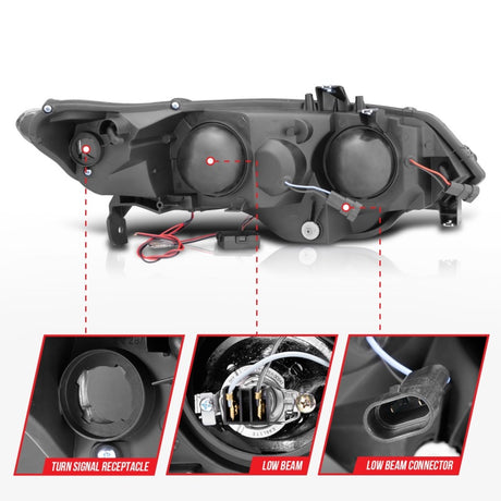 ANZO 2006-2011 Honda Civic Projector Headlights w/ Halo Black (CCFL) - RPL Performance