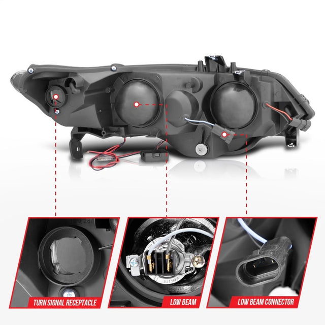 ANZO 2006-2011 Honda Civic Projector Headlights w/ Halo Black (CCFL) - RPL Performance