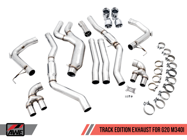 AWE Tuning 2019+ BMW M340i (G20) Non-Resonated Touring Edition Exhaust - Quad Chrome Silver Tips - RPL Performance