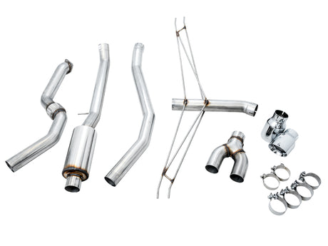 AWE Tuning 2016+ Honda Civic Si Track Edition Exhaust w/Front Pipe & Dual Chrome Silver Tips - RPL Performance